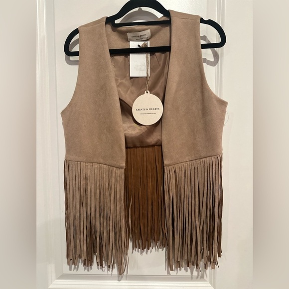 Saints & Hearts Tan Fringe Vest - Picture 1 of 6
